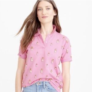 NWT J. Crew Pink Jeweled Embellished Collection Polo Shirt XXXS Rhinestone Flaws
